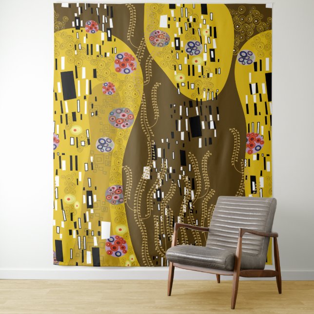 Tapete De Parede Klimt Inspirou Dourada Arte Nouveau O Beijo (In Situ)