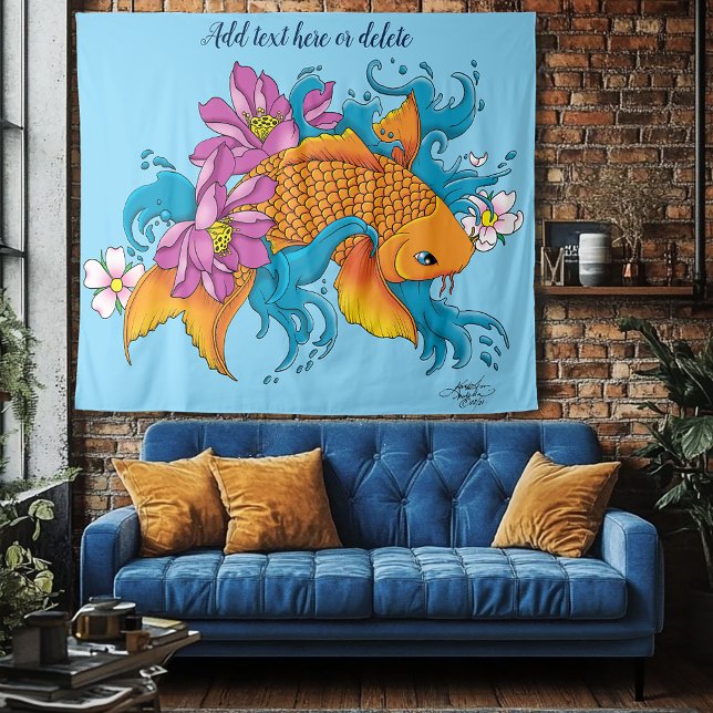 Tapete De Parede Koi Fish Lotus Cherry Blossoms (Criador carregado)
