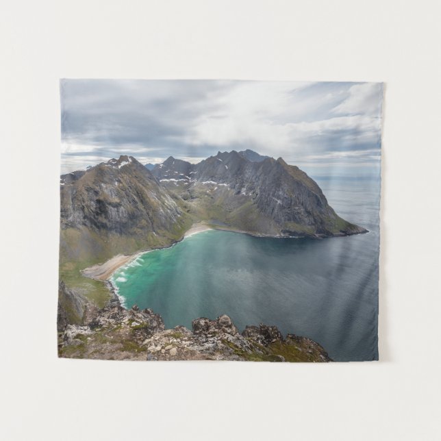Tapete De Parede Kvalvika Lofoten Noruega (Frente (Horizontal))