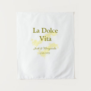 Tapete De Parede La Dolce Vita amarelo casal de casamento Nome data