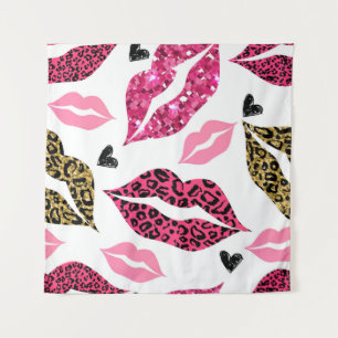 Tapete De Parede Lábios reluzentes: Padrão de Moda Leopardo