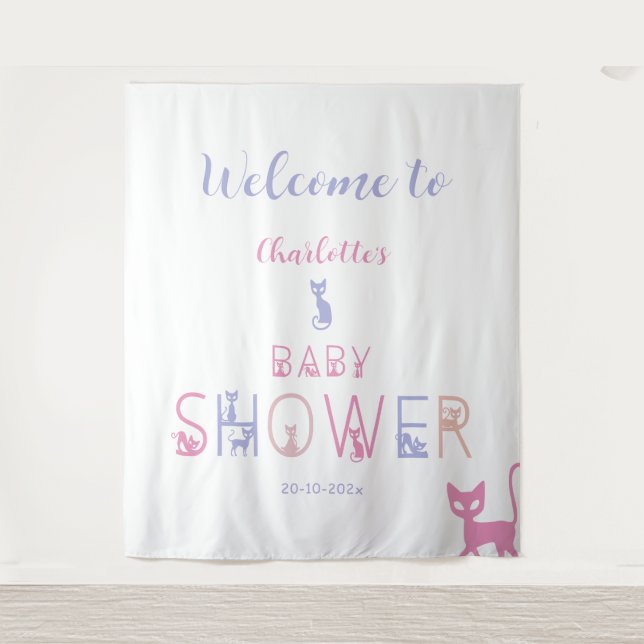 Tapete De Parede Lado de Fundo de Boas-vindas do Chá de fraldas de  (Frente)