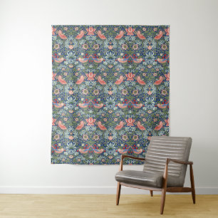 Tapete De Parede Ladrão de Morango William Morris Azul Marinho Cora