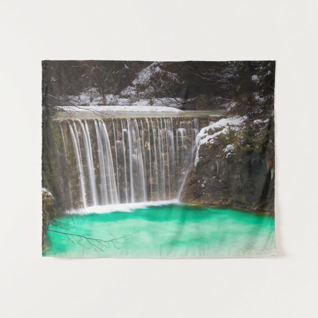 Tapete De Parede Lago de água turquesa com atordoamento em cascata  (Frente (Horizontal))