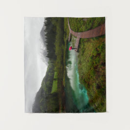 Tapete De Parede Lago verde-guarda-chuva vermelho