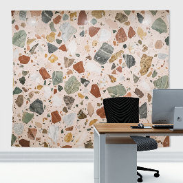 Tapete De Parede Laje de Pedra Terrazzo Mosaico Mármore Zoom Fundo