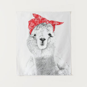 Tapete De Parede Lama Adorável Vestindo uma Bandana Vermelha