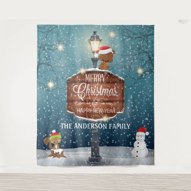 Tapete De Parede Lâmpada do campo de madeira posta animais bonitos  (Frente)