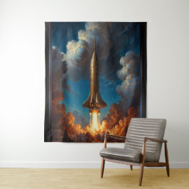 Tapete De Parede Lançamento de Foguete de Fusão Retro Brevemente