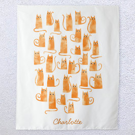 Tapete De Parede Laranja Cat Watercolor Personalizada