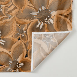 Tapete De Parede Laranja, cinza, flores aquáticas.