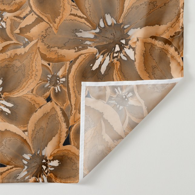 Tapete De Parede Laranja, cinza, flores aquáticas. (Detalhe)