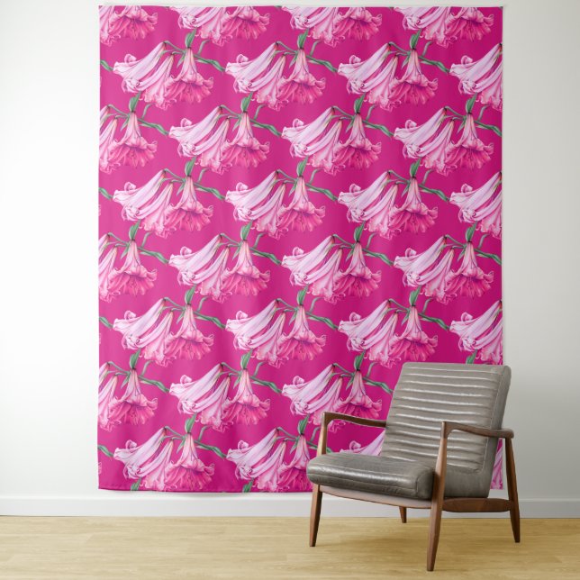 Tapete De Parede Large bright pink lily floral wedding backdrop (In Situ)