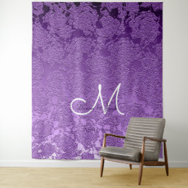 Tapete De Parede Lavanda Elegante Monograma Branco Roxo