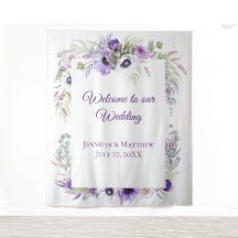 Lavanda Roxa e Anêmonas Brancas Floral | Tapestor