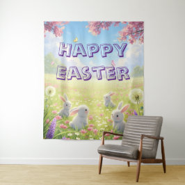 Tapete De Parede Lavender Easter Cute White Bunny Floral Spring 