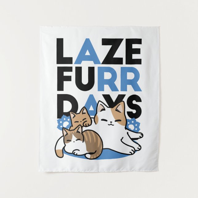 Tapete De Parede Lazer - Design de Gatos Preguiçosos (Frente)