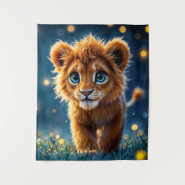 Tapete De Parede Leão de bebê mágico caminhando em uma noite de fan