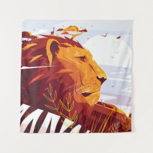 Tapete De Parede Leão majestoso no rei safari das bestas deitadas e