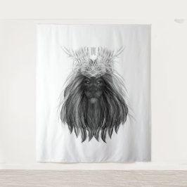 Tapete De Parede Leão Negro com Coroa e Monograma