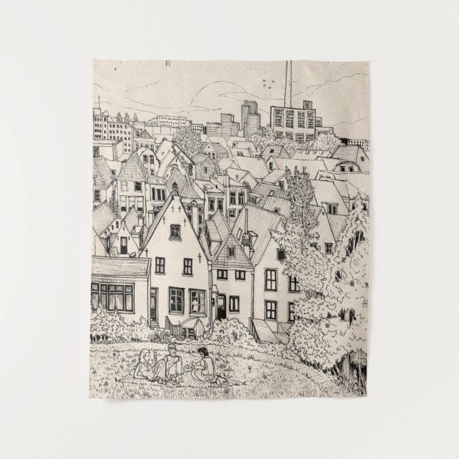 Tapete De Parede Leiden South Holland Países Baixos Desenho de Tint (Frente)