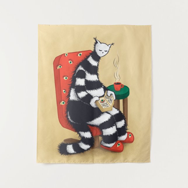 Tapete De Parede Leitura do Livro de Gatos (Frente)