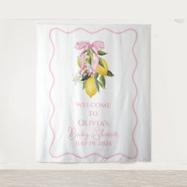 Tapete De Parede Lemon Pink Bow preppy Coquette Baby Shower welcome