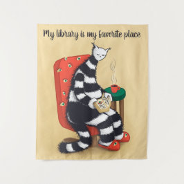 Tapete De Parede Lendo Biblioteca de Diversão de Cat