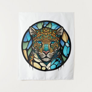 Tapete De Parede Leopard Animal Portrait Vidro Escondido Arte Selva
