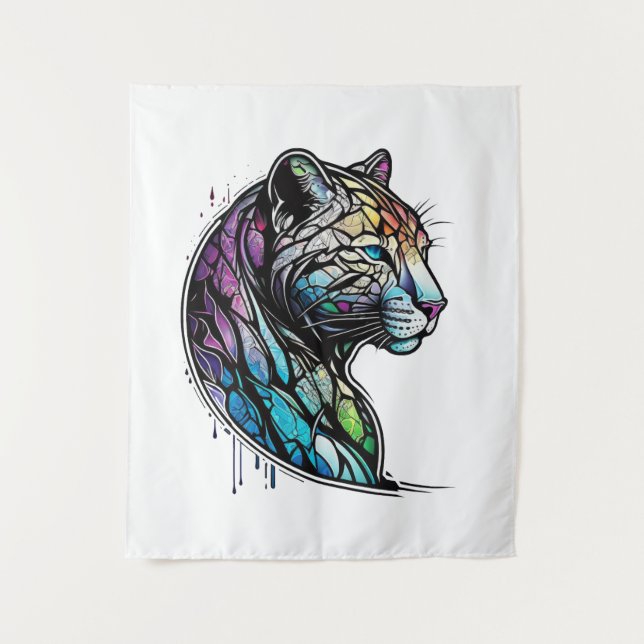 Tapete De Parede Leopard Animal Portrait Vidro Escondido Arte Selva (Frente)