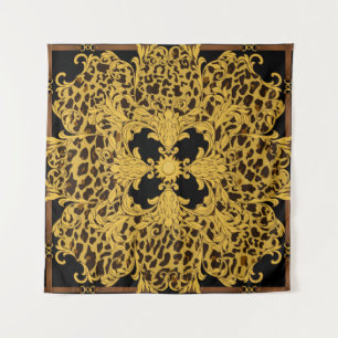 Tapete De Parede Leopardo Barroco, Impressão Animal Ornamentado