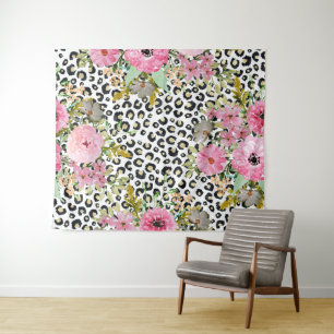 Tapete De Parede Leopardo elegante e design floral