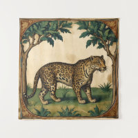 Leopardo Medieval com Arte Natural das Árvores