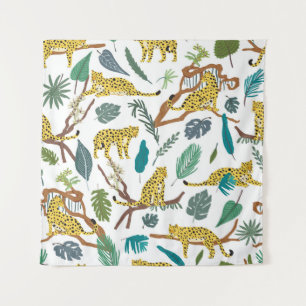 Tapete De Parede Leopardos na selva, traçados à mão.