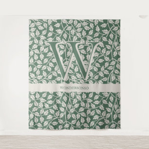 Tapete De Parede Letra Flor Verde Esmeralda monograma editável
