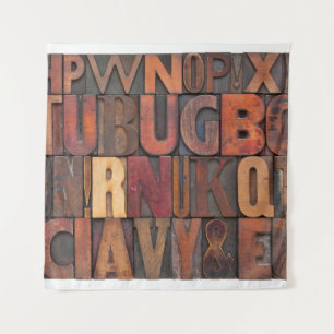 Tapete De Parede letras aleatórias do alfabeto - madeira de pré-imp