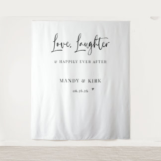 Tapete De Parede Letreiro de Casamento Amor, Riso e Feliz para Semp