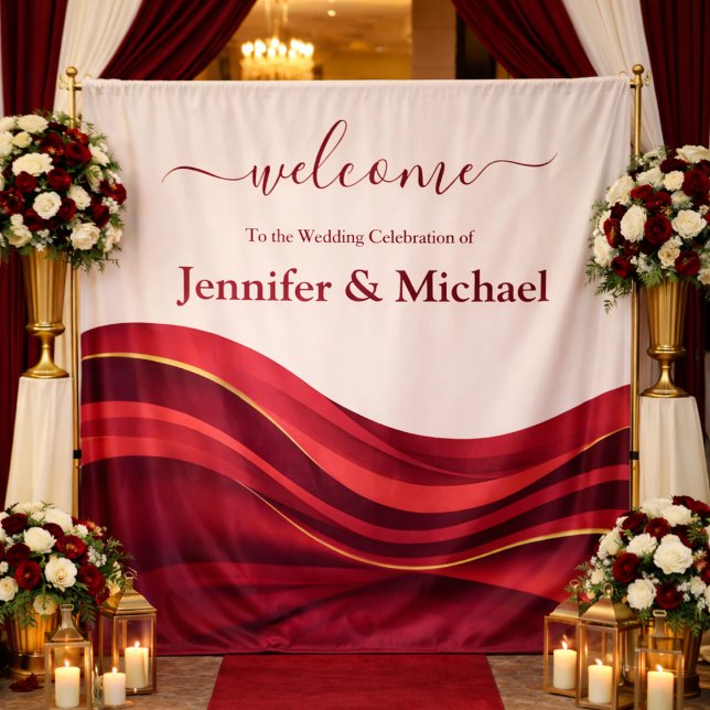 Tapete De Parede Letreiro de Casamento Borgonha (Burgundy Wedding Sign Tapestry )
