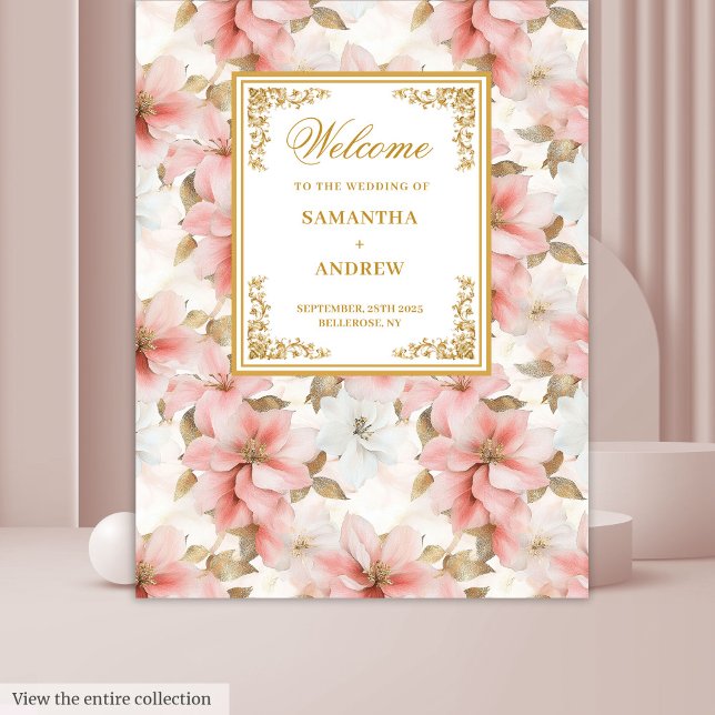 Tapete De Parede Leve russa para o marfim aquarela, pano de fundo d (Rustic blush ivory watercolor wedding backdrop)