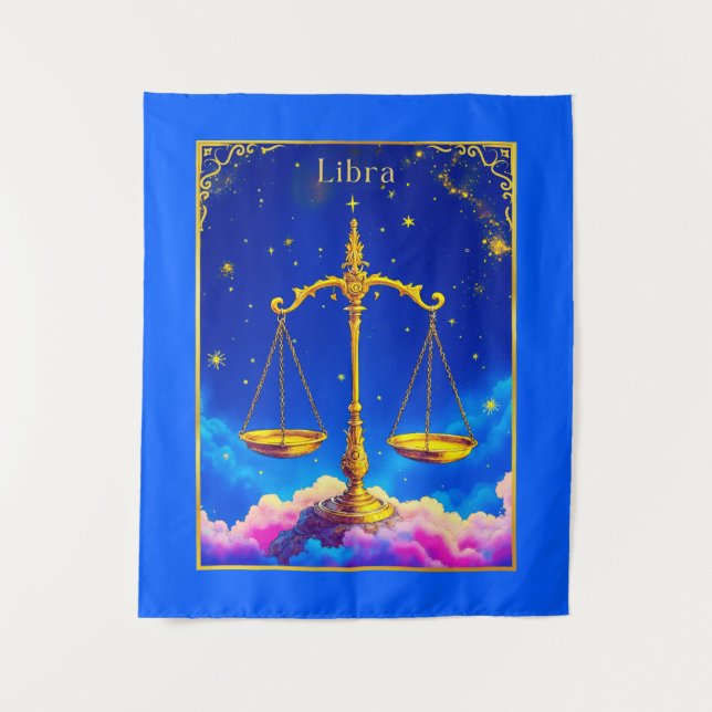 Tapete De Parede Libra Zodiac Escala num céu estrelado (Frente)