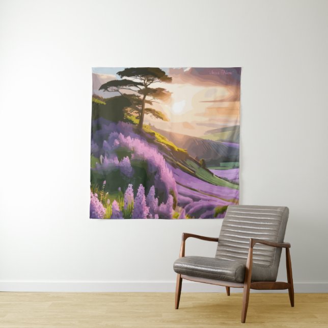 Tapete De Parede Lilac Flowers Bloom em Hill no Sunset Glow (In Situ)