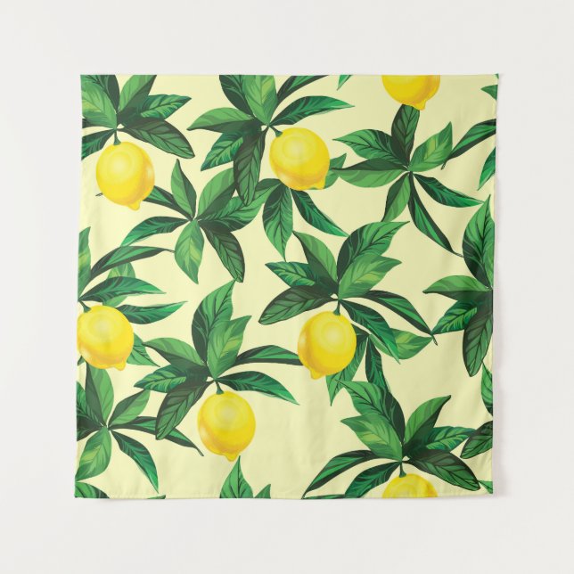 Tapete De Parede Limão de vindima, padrão decorativo sem costura (Frente)