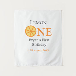 Tapete De Parede Limão um feliz aniversário laranja cinza retrô boh