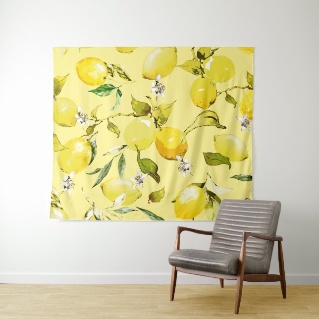 Tapete De Parede Limões de aquarela 15 (In Situ (Horizontal))