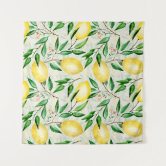 Tapete De Parede Limões de aquarela, padrão de fruta sem costura.