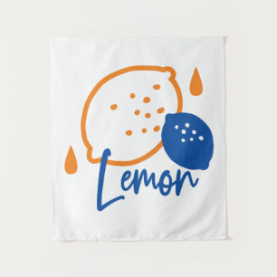 Tapete De Parede Limon Line Art minimalista - Fruta moderna de citr