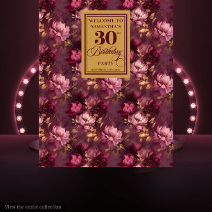Tapete De Parede Linda Burgundy Blush Dourado Boho aniversário de 3