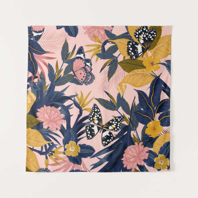 Tapete De Parede Linda e sem descontinuidades do padrão tropical do (Frente)