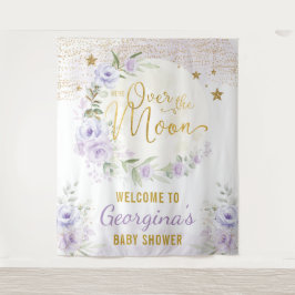 Tapete De Parede Linda Lua Estrelas Roxo Floral Bem-Vinda Menina Be