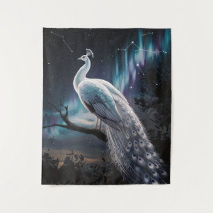 Tapete De Parede Linda Pavão Branco Aurora Borealis Cênico